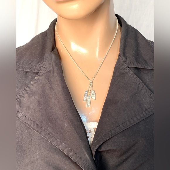 Authentic Tiffany & Co 925 silver 1837 triple Bar Lariat drop dangle Necklace - Picture 9 of 9